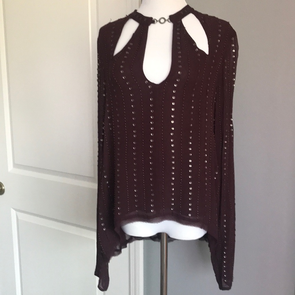 Free People Beaded Blouse Sz L NWOT